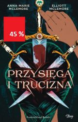 Przyjaciół trzymaj blisko, a wrogów jeszcze bliżej... CadeMcKenna jest transpłciowym księciem, wcielającym się czasem w rolę swego brata, następcy tronu. Valencia Palafox jest damą dworu, służącą przyszłej władczyni królestwa Eliany. Gael Palma to cieszący się złą sławą zamachowiec, którego Cade musi chronić zgodnie ze złożoną przysięgą. Patrick McKenna jest niechętnym objęciu rządów następcą tronu, na którego życie czyha Gael. Cade nie wie, że Gael i Valencia to ta sama osoba. Valencia nie wie, że za każdym razem, gdy jej się wydaje, że walczy z Patrickiem, w rzeczywistości walczy z Cade’em. Cade i Valencia obarczają się nawzajem winą za czar, który odebrał im rodziny, nie zdając sobie sprawy z tego, że mają o wiele groźniejszych wrogów. Anna-Marie McLemore i Elliott McLemore to małżeństwo osób autorskich. Przysięga i trucizna jest owocem tej twórczej współpracy.To poruszająca powieść o odkrywaniu swojej siły i stawaniu się prawdziwymi wersjami siebie, bez względu na wszelkie przeciwności losu.