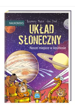 Przygotuj się do badania głębin oceanów, dalekiego kosmosu i wszystkiego po drodze! Krwiożercze rekiny, skomplikowane roboty, upierzone welociraptory i dużo więcej czeka na ciebie w NAUKOMIKSACH!

Sięgnij do gwiazd! Wybierz się w głąb Układu Słonecznego, gdzie nie dotarło jeszcze żadne dziecko! Poznaj dokładnie najbliższych sąsiadów Ziemi – Wenus z jej kwaśnymi ulewami, Saturna opasanego pierścieniami lodu i sam środek tego wszystkiego, czyli Słońce.

Od czasów pierwszych astronomów do zrobotyzowanych misji NASA na Marsa – przestrzeń kosmiczna nie przestaje fascynować ludzi. Każdego dnia dowiadujemy się czegoś nowego o Układzie Słonecznym. Czy wiesz, że powstał z obłoku kosmicznego pyłu? Że Wielka Czerwona Plama na Jowiszu jest w istocie ogromną burzą?

Dołącz do Sary, Jill i ich dzielnych zwierzaków, by wziąć udział w wyprawie, dzięki której poznasz zdumiewające obiekty Układu Słonecznego – i nie tylko!