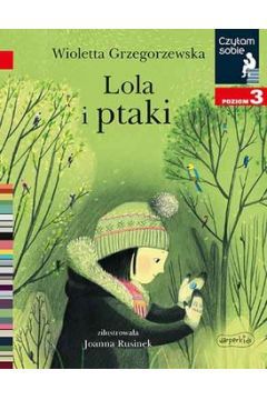 Dziewczynka imieniem Lola poszukuje zaginionego stracha na wróble, a właściwie straszki - Pani Galotki, którą stworzył jej dziadek i postawił na pobliskim polu. W poszukiwaniach pomagają dzieci z sąsiedztwa oraz ptaki, których mowę nagle zaczęła rozumieć Lola. Czy to wystarczy do rozwiązania zagadki i odnalezienia zguby?

Czytam sobie. Lola i ptaki. Poziom 3 autorstwa Wioletty Grzegorzewskiej to jedna z pozycji wchodząca w skład cyklu wysokiej jakości bogato ilustrowanych książeczek edukacyjnych dla dzieci wspomagających ich naukę czytania. W ramach poziomu 3. dziecko powinno już czytać samodzielnie, a w książeczkach pojawia się przewaga tekstu nad czarno-białymi obrazkami. Ułatwieniem w nauce ma być zastosowana duża czcionka, a wybrane trudniejsze słowa oznaczone są gwiazdką i wyjaśnione w alfabetycznym słowniczku na ostatnich stronach. Książeczki z tej serii przygotowano w formie zgodnej z zaleceniami metodyków.